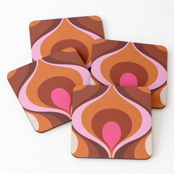 Aperçu de l'œuvre Retro Mood rose vif orange rouge bordeaux marron créée et vendue par Delinda Graphic Studio.
