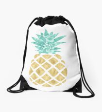 Golden Pineapple Drawstring Bag