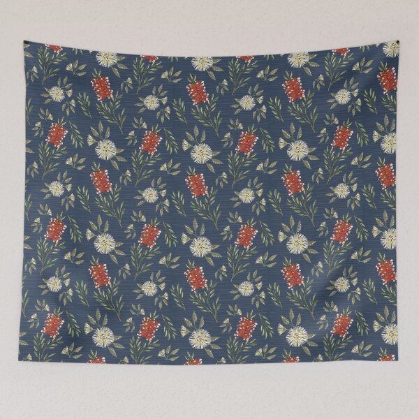 Item preview, Bottlebrush Pattern with Navy Blue Background designed and sold by Sarah The Painter.
