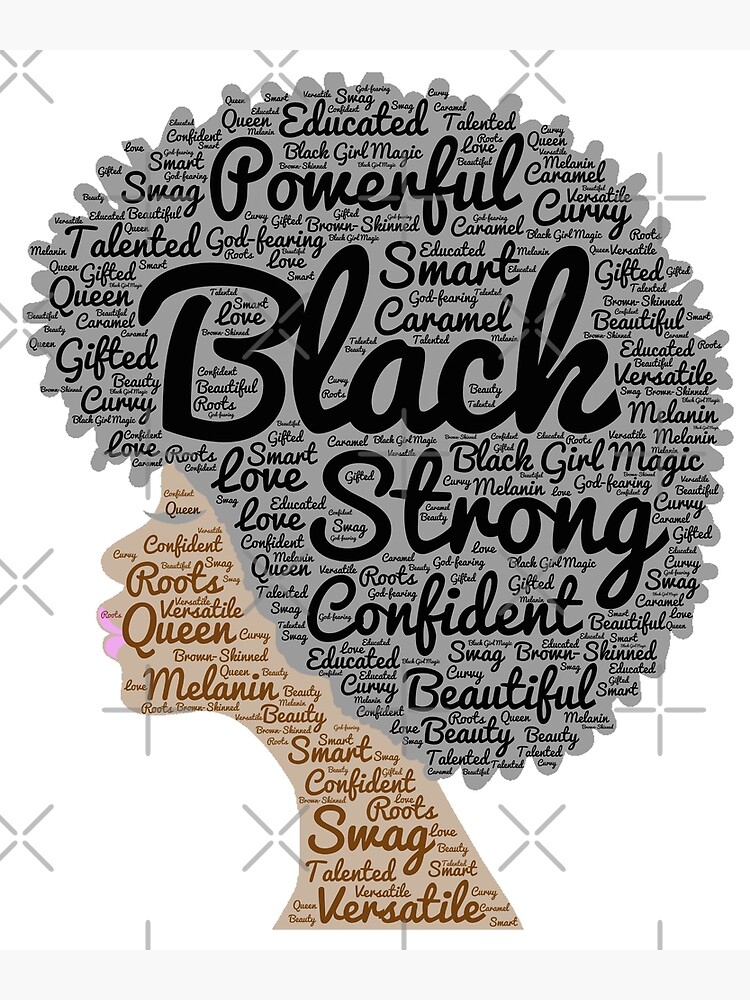 Disover Black Woman Natural Hair Words In Afro Premium Matte Vertical Poster