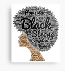 Black Woman Natural Hair Words In Afro Metal Print