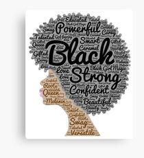 Black Woman Natural Hair Words In Afro Canvas Print
