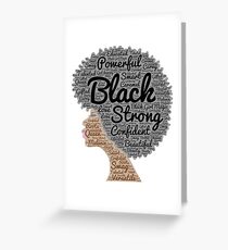 Black Woman Natural Hair Words In Afro Greeting Card