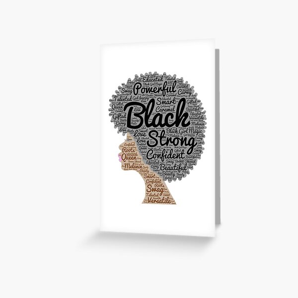 Black Woman Natural Hair Words In Afro Greeting Card