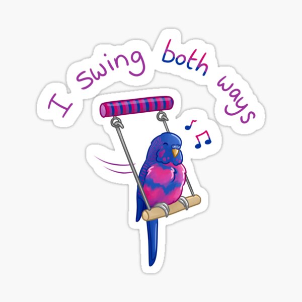 "I Swing Both Ways Bisexual Budgie" Sticker by AdoraBirdArt Redbubble