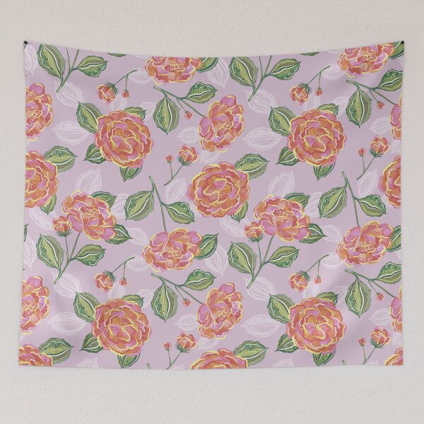 Item preview, Peony Pattern with Lilac Background designed and sold by Sarah The Painter.