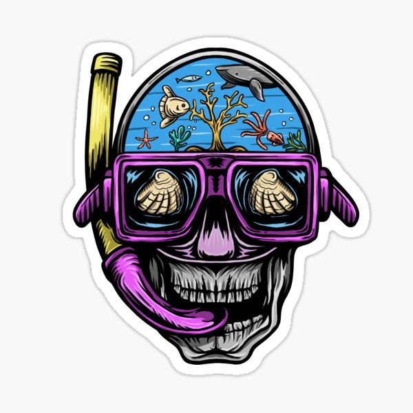 "Skull Snorkeling" Sticker by arjana31 Redbubble