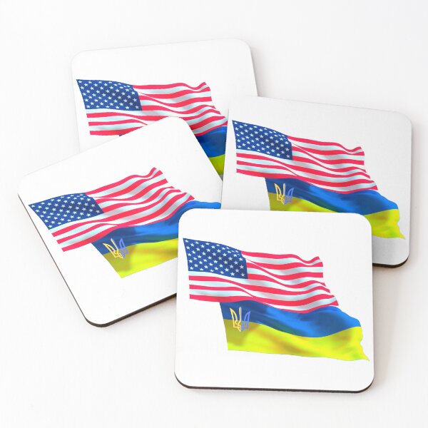 Item preview, USA flag, Ukrainian emblem, Ukraine designed and sold by PrintGood.