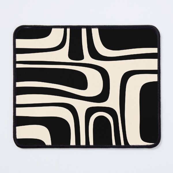 Item preview, Palm Springs Retro Midcentury Modern Abstract Pattern in Black and Almond Cream designed and sold by kierkegaard.