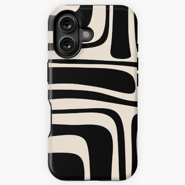 Item preview, Palm Springs Retro Midcentury Modern Abstract Pattern in Black and Almond Cream designed and sold by kierkegaard.