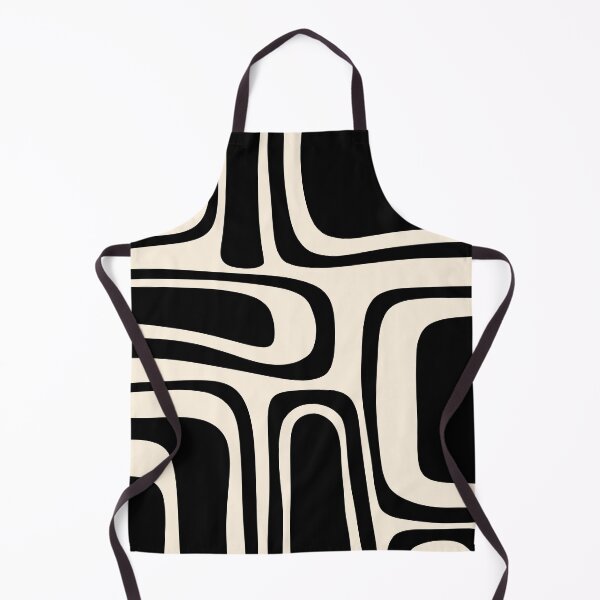 Item preview, Palm Springs Retro Midcentury Modern Abstract Pattern in Black and Almond Cream designed and sold by kierkegaard.