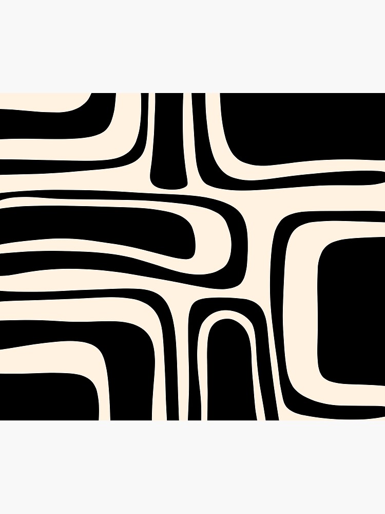 Palm Springs Retro Midcentury Modern Abstract Pattern in Black and Almond Cream by kierkegaard