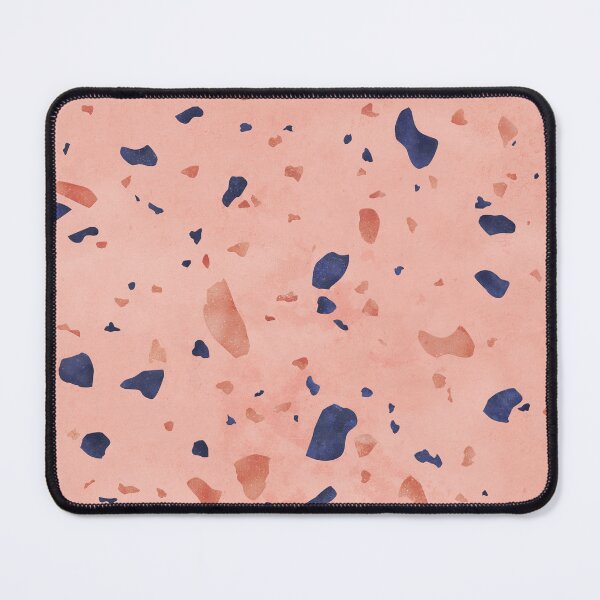 Artikelvorschau, Dunkelblaue und pastellrosa Terrazzo Memphis entworfen und verkauft von Sylvain Combe.