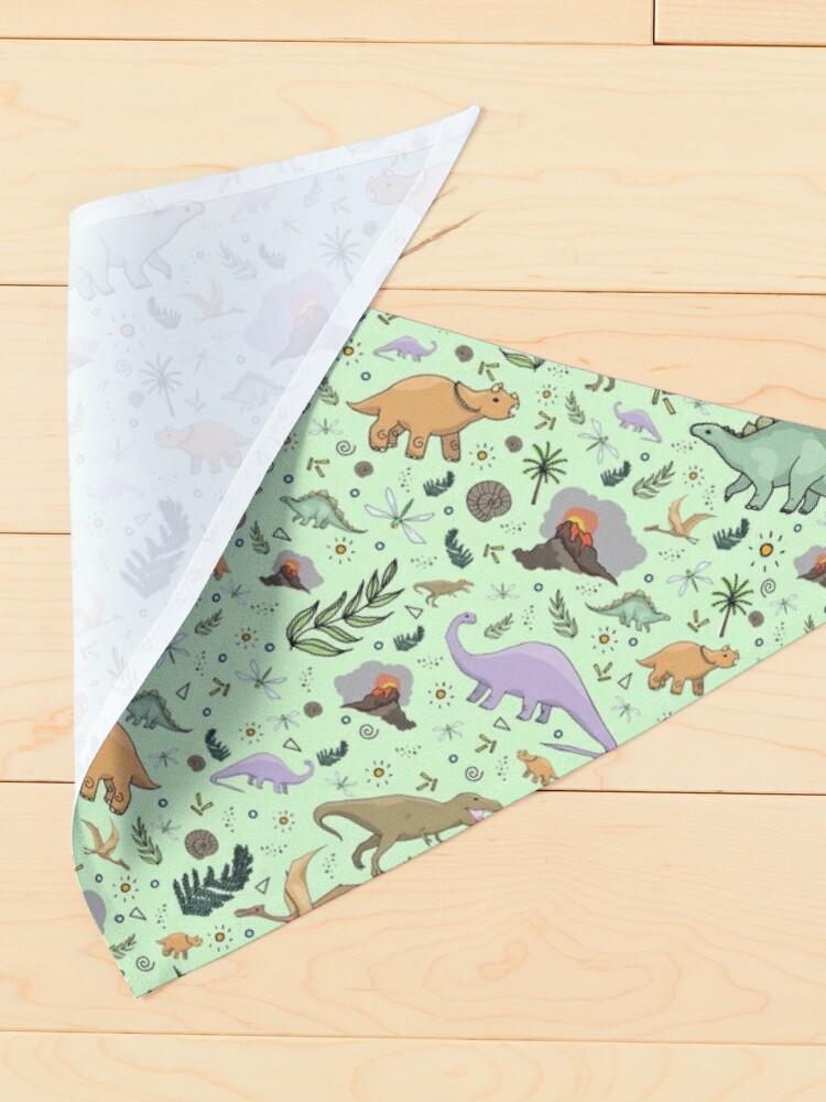 Thumbnail 4 of 6, Pet Bandana, Dinosaurs in Green designed and sold by Nemki.