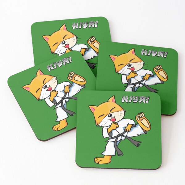 Item preview, Karate cat Hiya! martial arts high kick Kung Fu Judo Jiu Jitsu designed and sold by SolidEarthArt.