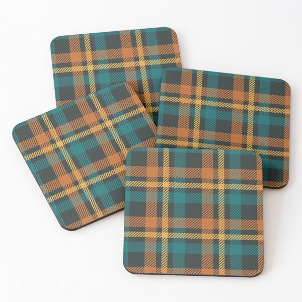 Item preview, Tartan - Brown, Ocean Blue and Gold on a dark background designed and sold by lents.