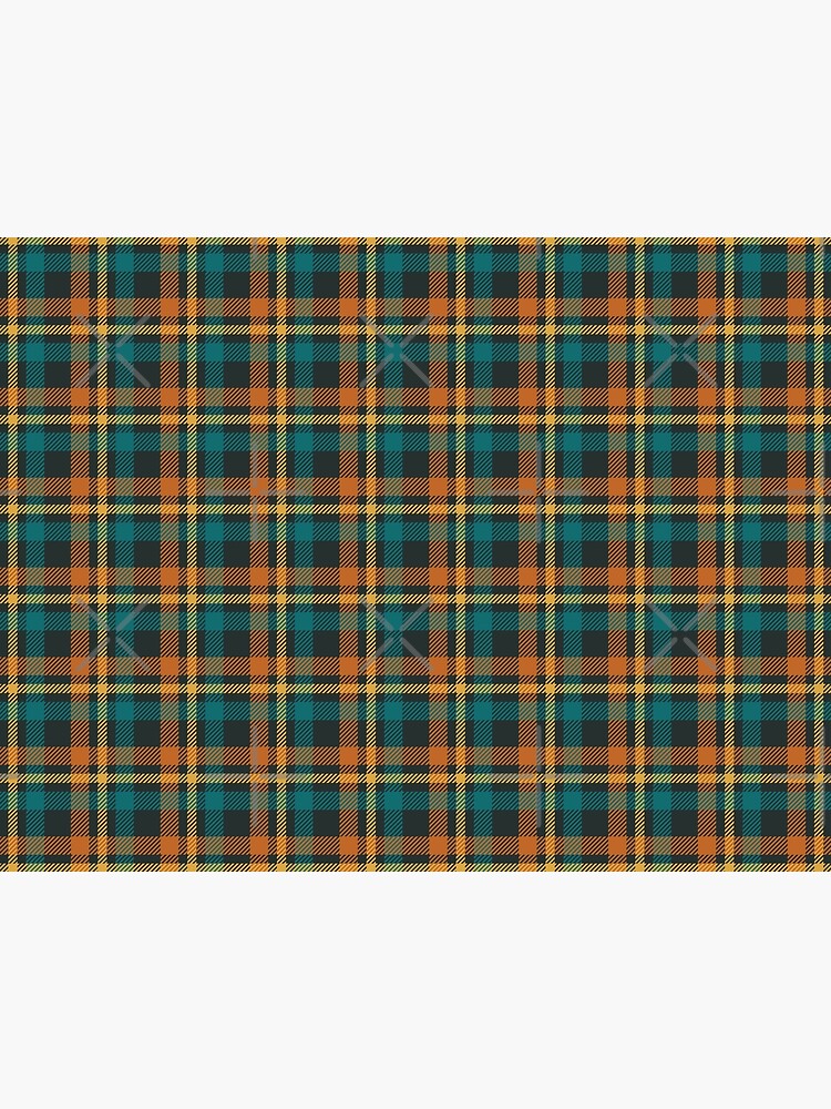 Tartan - Brown, Ocean Blue and Gold on a dark background by lents