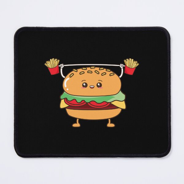 Item preview, Hamburger Cheeseburger Fries Weightlifting Cartoon designed and sold by Shirtflyer.