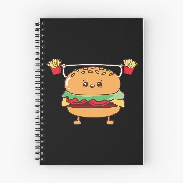 Item preview, Hamburger Cheeseburger Fries Weightlifting Cartoon designed and sold by Shirtflyer.