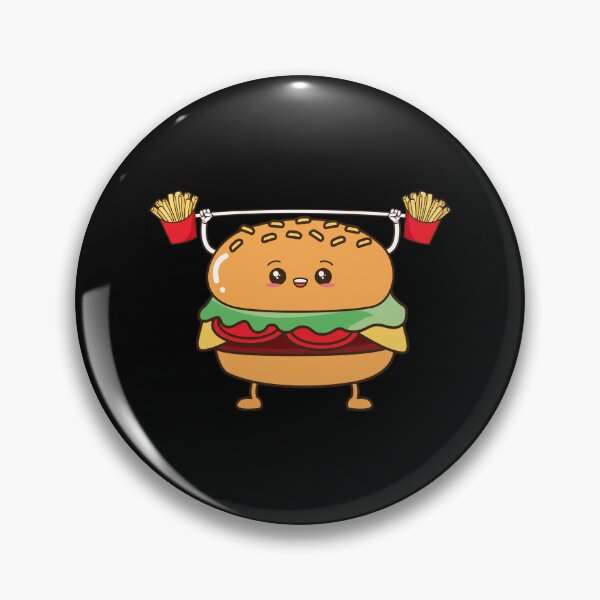 Artikelvorschau, Hamburger Cheeseburger Pommes Gewichtheben Cartoon entworfen und verkauft von Shirtflyer.
