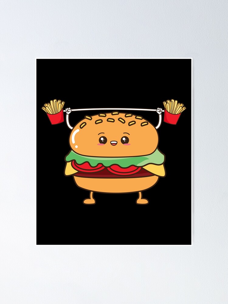 Hamburger Cheeseburger Fries Weightlifting Cartoon Hamburger Cheeseburger Fries Weightlifting Cartoon