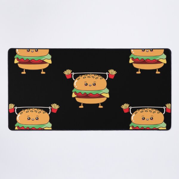 Item preview, Hamburger Cheeseburger Fries Weightlifting Cartoon designed and sold by Shirtflyer.
