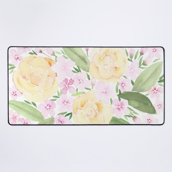 Item preview, Roses and peach blossoms, floral watercolor painting designed and sold by SharonRoseR.