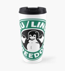 GNU Linux Freedom Green Travel Mug