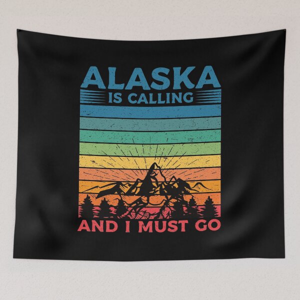 Item preview, Alaska Is Calling And I Must Go: Retro Vintage Mountain Alaska, America Home Calling, Vacation designed and sold by Adexyl.