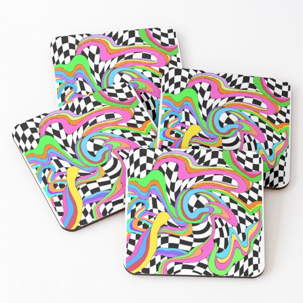 Item preview, Distorted checkboard colorful wavy pattern lines art designed and sold by Loveartse.