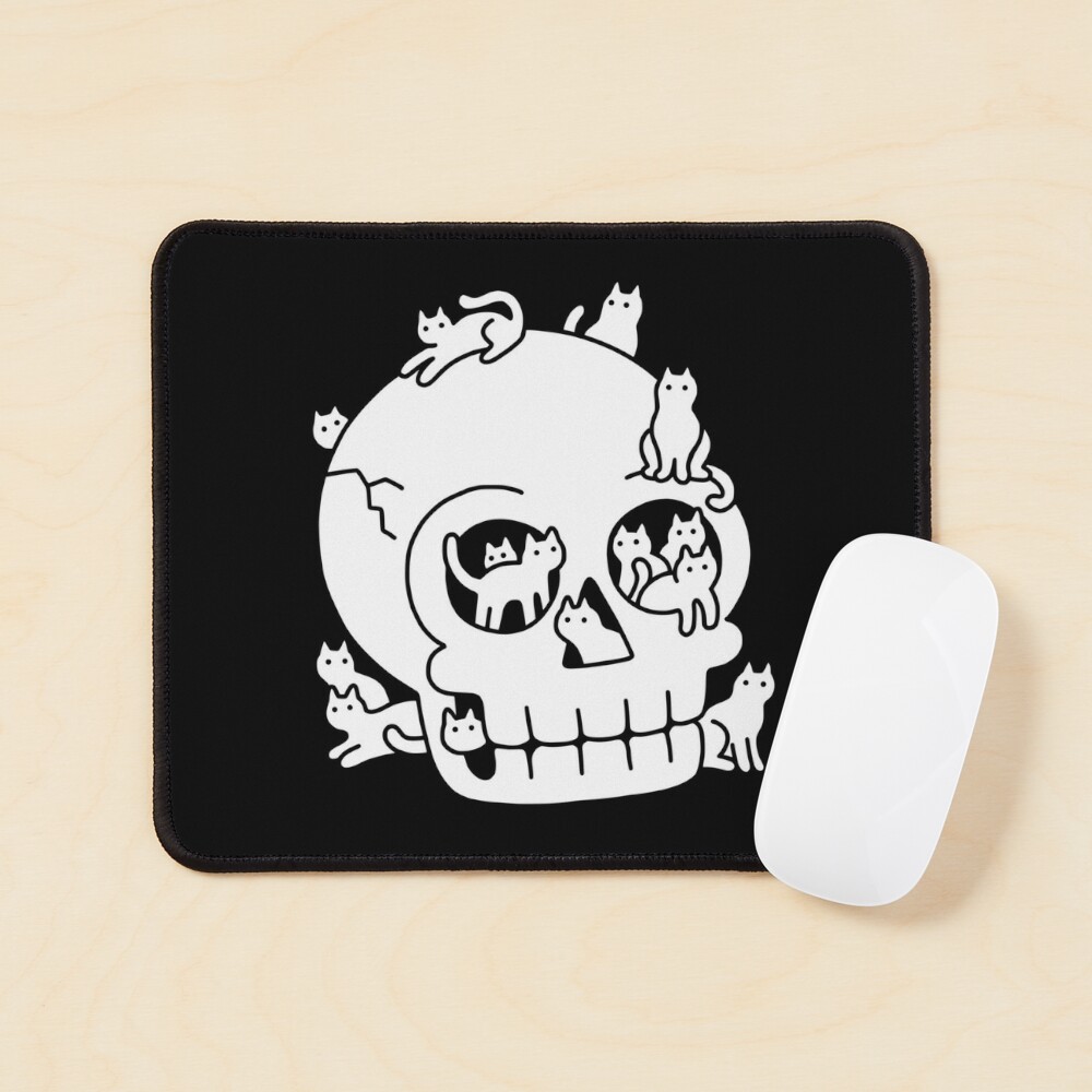 Skull is Full of Cats Doodle Mouse Pad