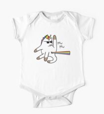 Einhorn Katze Regenbogen Hintern Laser Baby Body Kurzarm