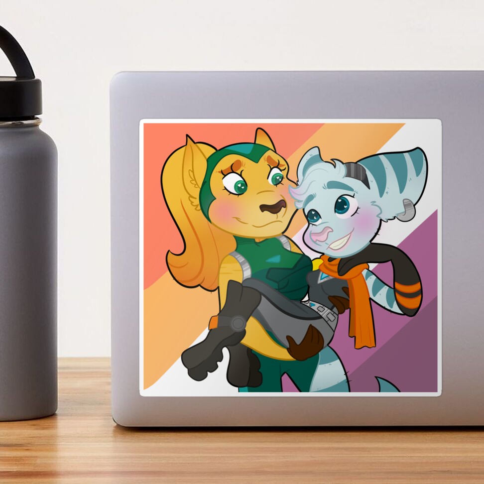 Rivet and Angela Cross Lesbian Pride Ratchet & Clank | Sticker