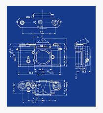 Nikon F Blueprint Vintage Classic Camera Photographic Print