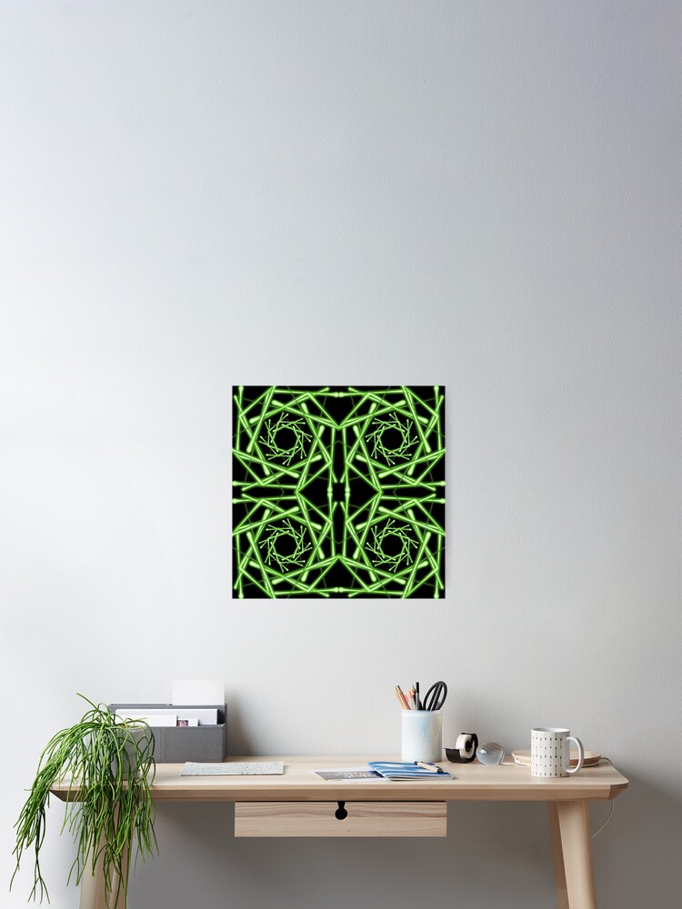 Thumbnail 2 of 3, Poster, Green geometric pattern, octagons designed and sold by RomeoAzahar.