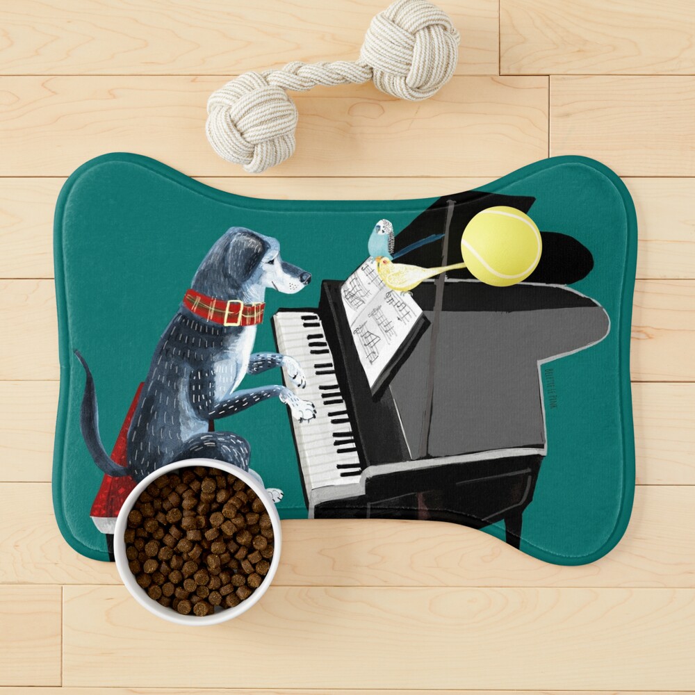 Piano lesson with Angel in teal Pet Mat