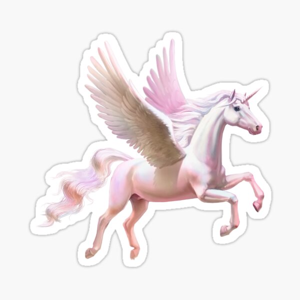 Flying unicorn at sunset Sticker