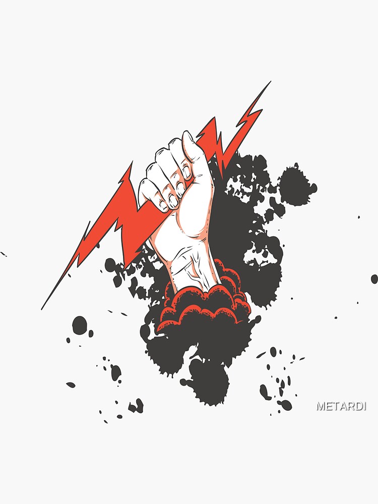 "Power Fist Thunder " Sticker by METARDI Redbubble
