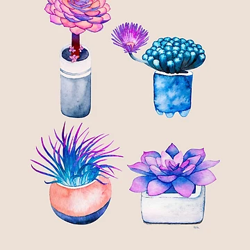 Artwork thumbnail, Succulent Cactus Pattern by Ruta