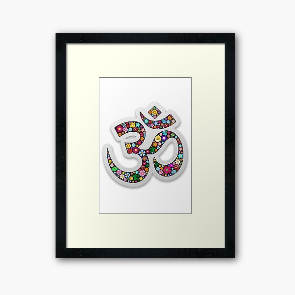 Namaste Floral Yoga Symbol Framed Art Print