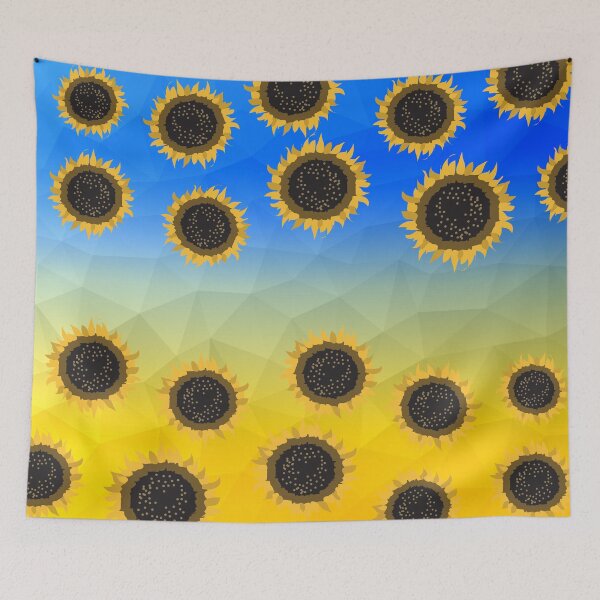 Item preview, Ukraine yellow blue geometric mesh Sunflowers pattern 2 designed and sold by PLdesign.