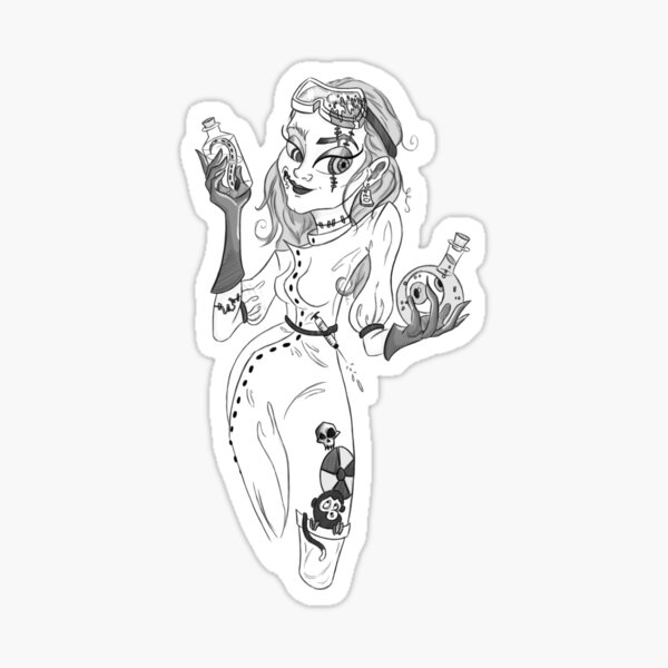 Mad Scientist - Black & White Sticker