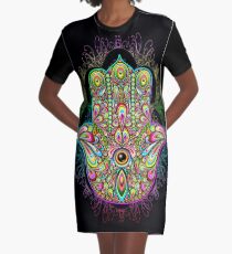 Hamsa Fatma Handpsychedelisches Amulett T-Shirt Kleid