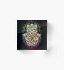 Hamsa Fatma Hand Psychedelic Amulet Acrylic Block
