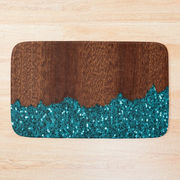 Artikelvorschau, Aquablaue künstliche Glitzer, glitzerndes rustikales braunes Holz (Foto von Glitzer – nicht reflektierend) entworfen und verkauft von PLdesign.
