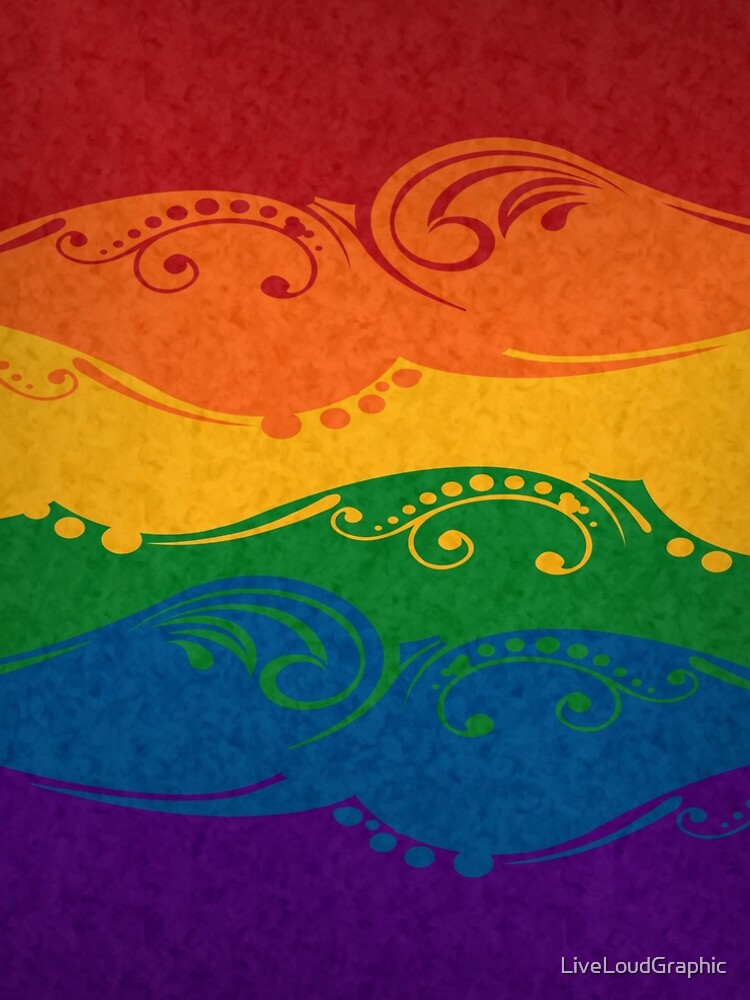 Fancy Swooped and Swirled LGBTQ Pride Rainbow Flag Background by LiveLoudGraphic