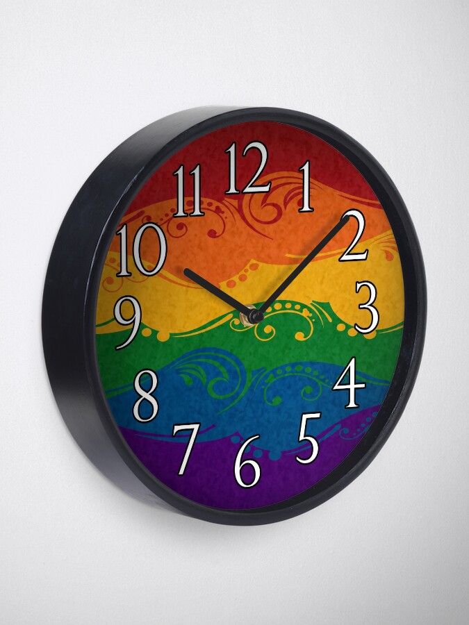Alternate view of Ornamental Rainbow Flag Clock