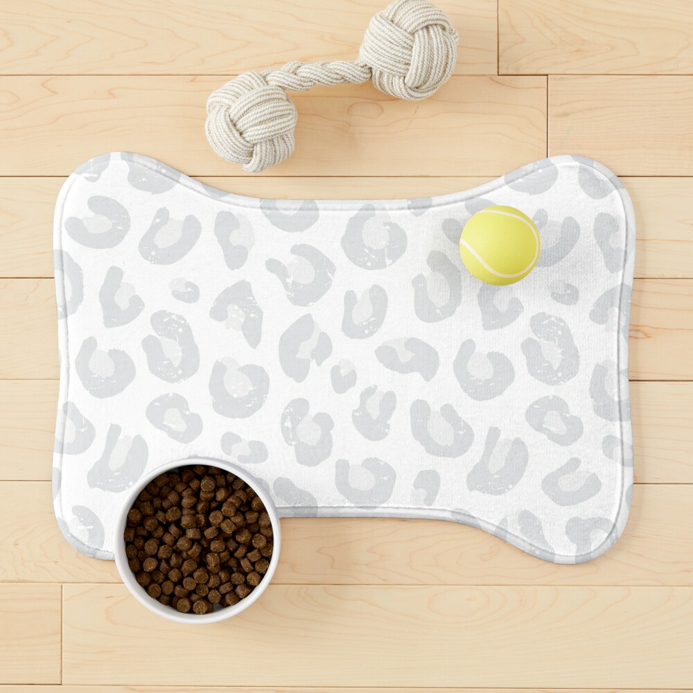 Leopard Print - Silver Gray and White  Pet Mat