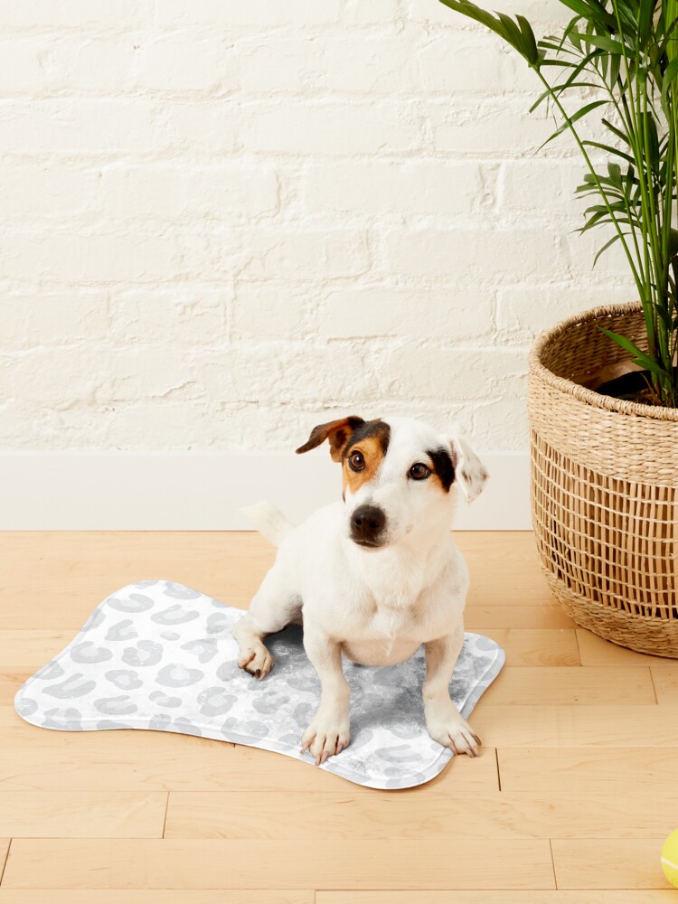 Alternate view of Leopard Print - Silver Gray and White Pet Mat