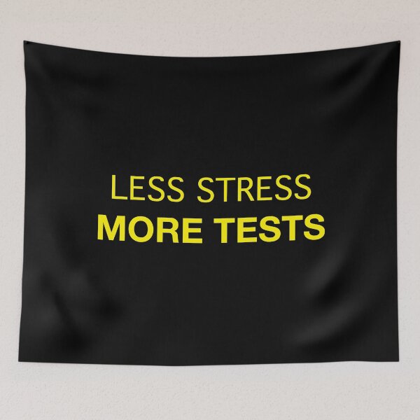 Item preview, Less Stress More Tests (yellow text) designed and sold by OlivDesignsCo.